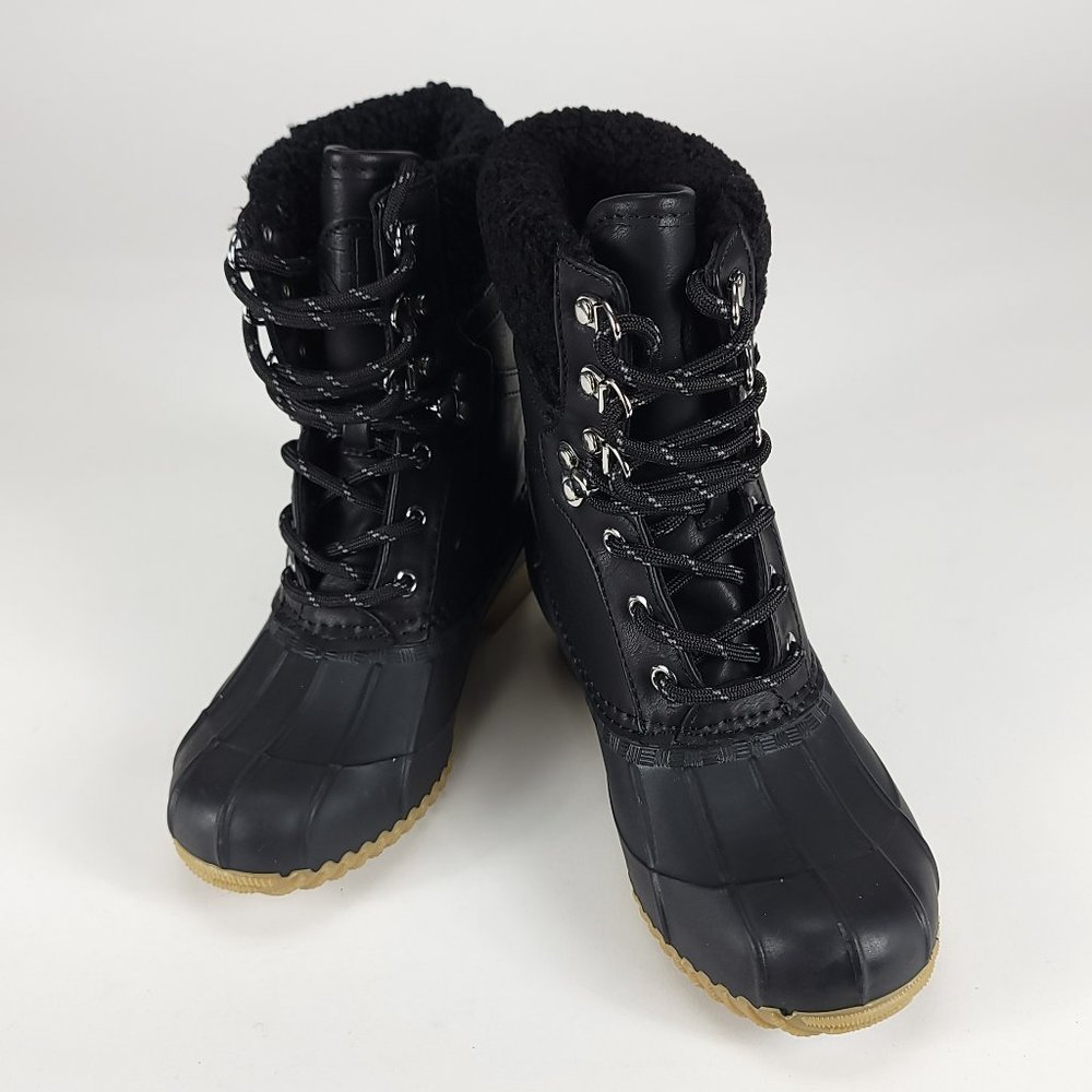 Tommy Hilfiger Rian Black Faux Fur Lined Lace-up Ankle Winter & Rain Boo…